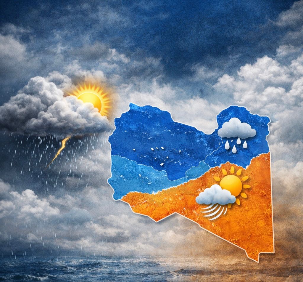 طقس غير مستقر في ليبيا مع أمطار متفرقة وانخفاض درجات الحرارة بالشمال