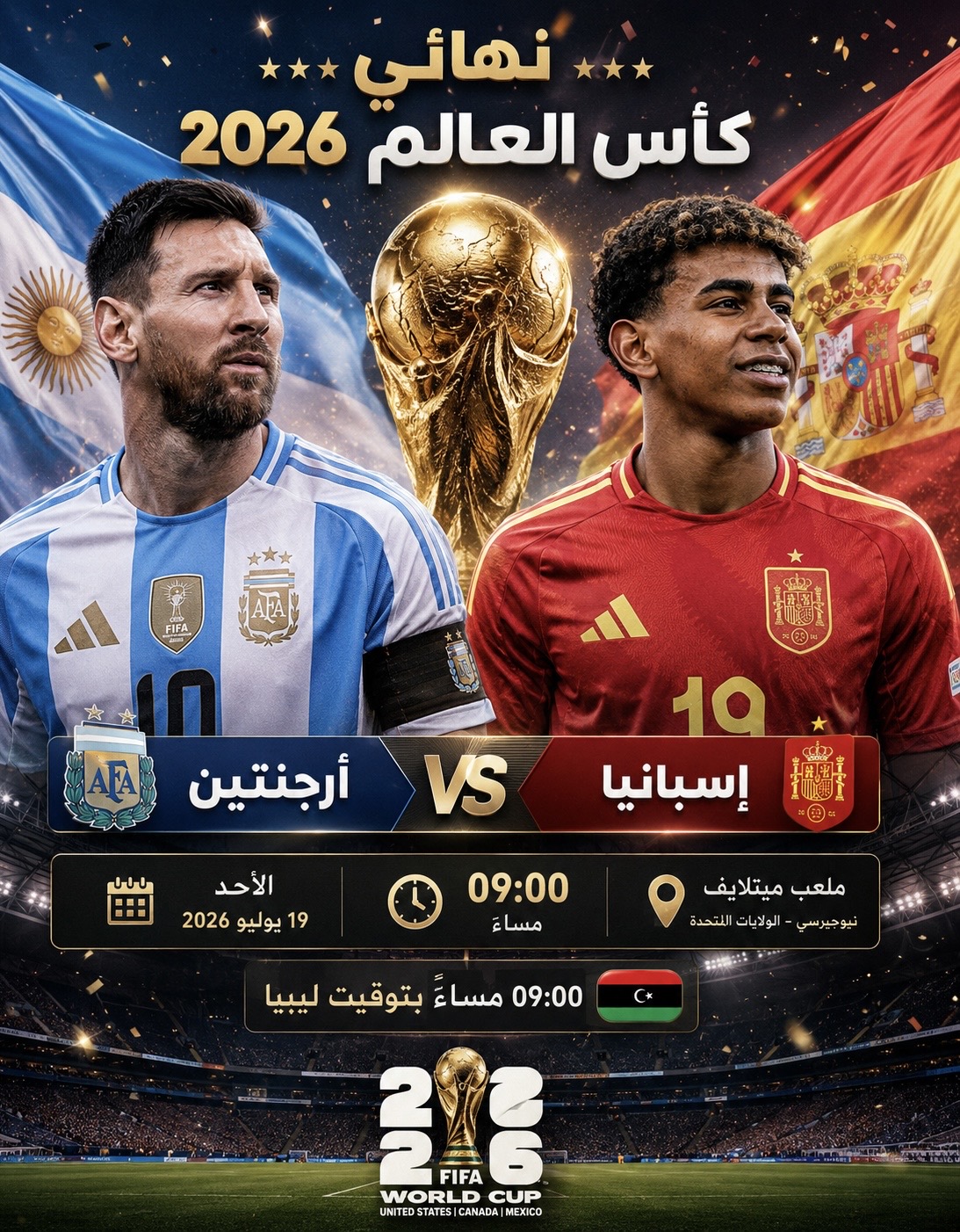 نهائي كأس العالم 2026.. الأرجنتين وإسبانيا في صدام تاريخي على اللقب الاغلى 
