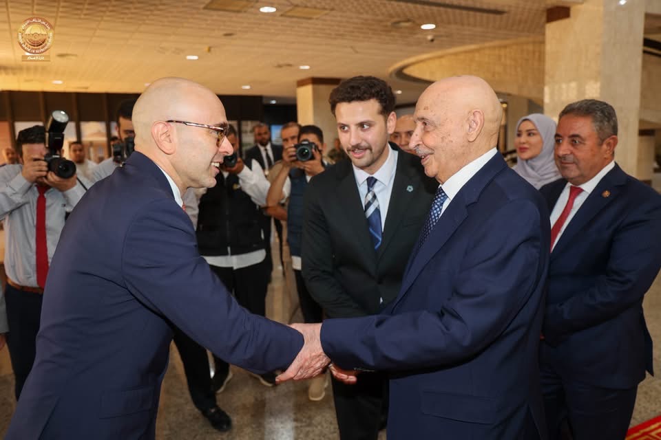المستشار عقيله صالح يستقبل رئيس الجمعية البرلمانية للمتوسط والوفد المرافق له في بنغازي