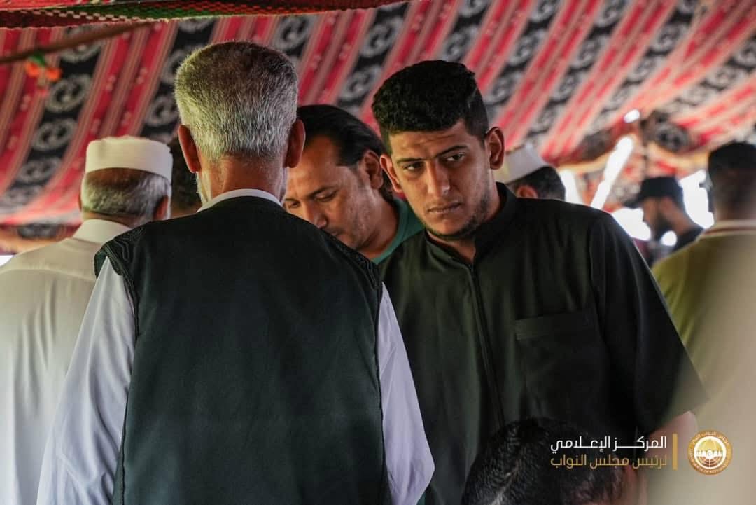 المستشار عقيلة صالح يقدم واجب العزاء في الشهيد اللواء فوزي المنصوري