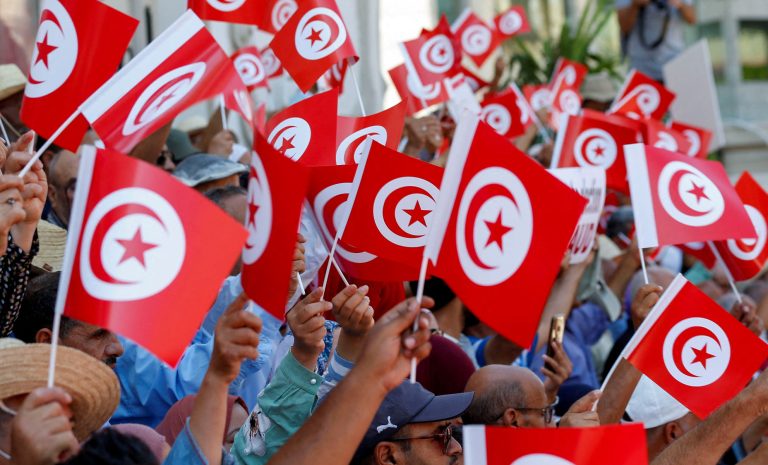 FILE PHOTO: Tunisians protest President Kais Saied's referendum on a new constitution